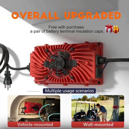 36V 18A Golf Cart Battery Charger Onboard or Wall Mount for EZGO TXT RXV/Club Car/Yamaha, 0V Battery Rescue Lead Acid Battery Charger with M8 Ring Terminal, IP67 Waterproof Sealed Trickle Charger in Saudi Arabia