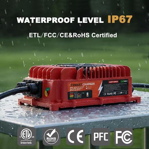 36V 18A Golf Cart Battery Charger Onboard or Wall Mount for EZGO TXT RXV/Club Car/Yamaha, 0V Battery Rescue Lead Acid Battery Charger with M8 Ring Terminal, IP67 Waterproof Sealed Trickle Charger in Saudi Arabia