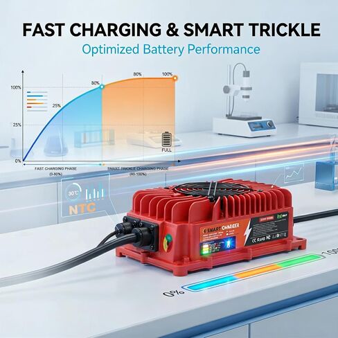 36V 18A Golf Cart Battery Charger Onboard or Wall Mount for EZGO TXT RXV/Club Car/Yamaha, 0V Battery Rescue Lead Acid Battery Charger with M8 Ring Terminal, IP67 Waterproof Sealed Trickle Charger in Saudi Arabia