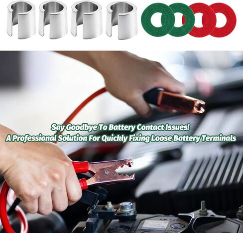 4PCS Positive & Negative Car Battery Terminal Shim,Lead Car Battery Post Shims Kit Includes 4PCS Washers to Repair Worn Posts,Essential Cars Batteries Shim Cars Accessories in Saudi Arabia