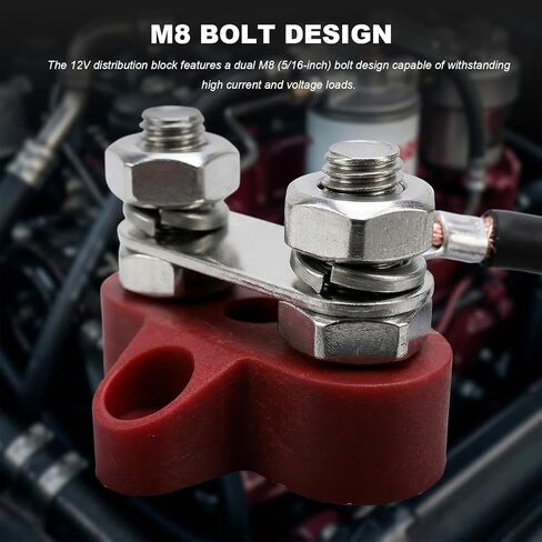 2PCS Battery Terminal Distribution Block, M8 Dual Studs Auto Battery Busbar Junction Terminal Blocks, 12V Power Distribution Block Negative Positive Busbar for Car Truck Boat in Saudi Arabia