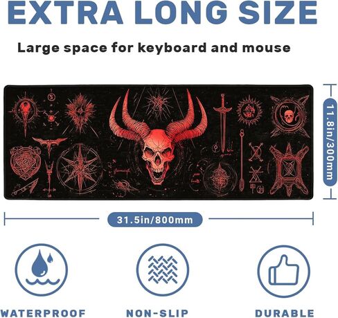 Magic Gaming Mouse Pad Large Desk Mat Red Dark Skull Mousepad for Keyboard and Mouse Extra Large Full Desk Computer Pads 31.5 x 11.8 Mouse Pads for Desk Home Office Gaming in Saudi Arabia