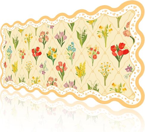 Desk Mat for Keyboard and Mouse, Large Aesthetic Scalloped Desktop Mat,Cute Washable Non-Slip Computer Desk Mouse Pad for Office Home 31.5"x15.7", Yellow Bow Floral in Saudi Arabia