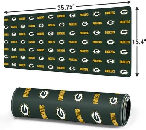 لوحة ماوس ألعاب متوسطة الحجم من سكينيت - تصميم Green Bay Packers مرخص رسميًا بحواف مخيطة، قاعدة مطاطية مقاومة للماء وغير قابلة للانزلاق، حصيرة مكتب للوحة المفاتيح والماوس، 17.7 بوصة × 15.75 بوصة in Kuwait