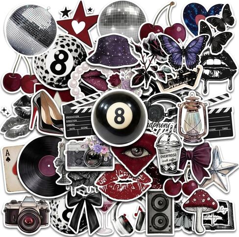 100 Pcs Aesthetic Stickers, Retro Y2k Downtown Girl Stickers Bulk for Girls Teen Adults, Cool Black Purple Decals for Scrapbook Laptop Water Bottle Notebook Party Supplies in Saudi Arabia
