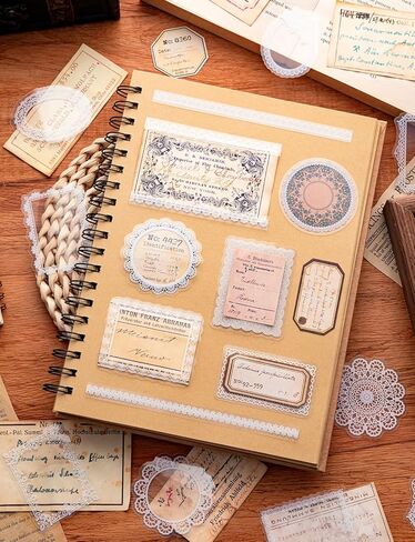 240Pcs Lace Scrapbook Stickers, PET Transparent Material Waterproof Cutout for Scrapbooking DIY Decoration Journal Card Making Notebook Frame Album Craft, White Vintage Style in Saudi Arabia