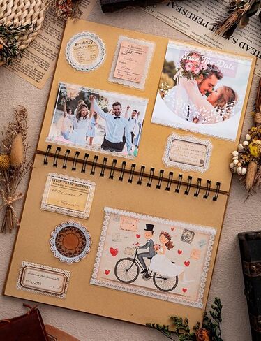 240Pcs Lace Scrapbook Stickers, PET Transparent Material Waterproof Cutout for Scrapbooking DIY Decoration Journal Card Making Notebook Frame Album Craft, White Vintage Style in Saudi Arabia