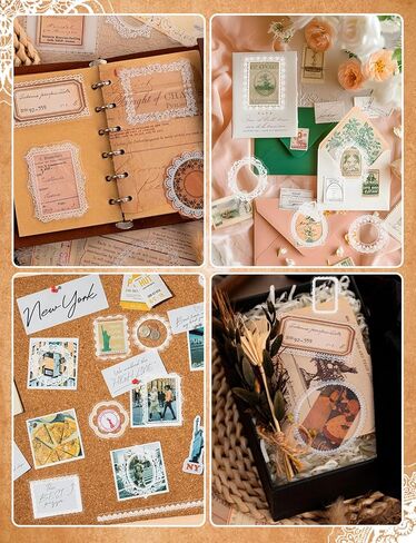240Pcs Lace Scrapbook Stickers, PET Transparent Material Waterproof Cutout for Scrapbooking DIY Decoration Journal Card Making Notebook Frame Album Craft, White Vintage Style in Saudi Arabia