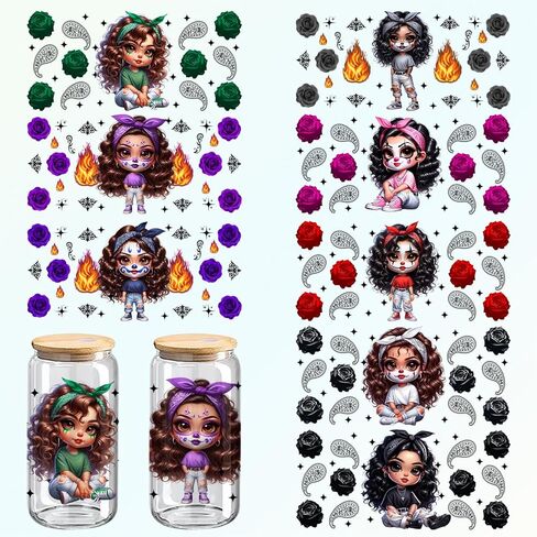 Halloween UV DTF Cup Wrap, Jason 8-Pack Stickers for 16 oz Cups,Ghost Face Decals, Permanent & Waterproof Decals for Glass, Wood Crafts & DIY Mug Art Supplies, Glass and Wood Crafts Supplies (059) in Saudi Arabia