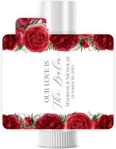 Personalized Lip Balm Labels with Your Choice of 30 Flower Styles - Choose Font and One of Four Pre-made Phrases or Add Custom Text - LABELS ONLY (021 Blue Flowers) in Saudi Arabia