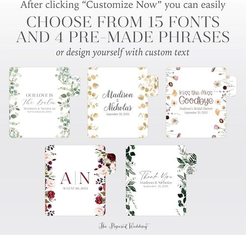 Personalized Lip Balm Labels with Your Choice of 30 Flower Styles - Choose Font and One of Four Pre-made Phrases or Add Custom Text - LABELS ONLY (021 Blue Flowers) in Saudi Arabia