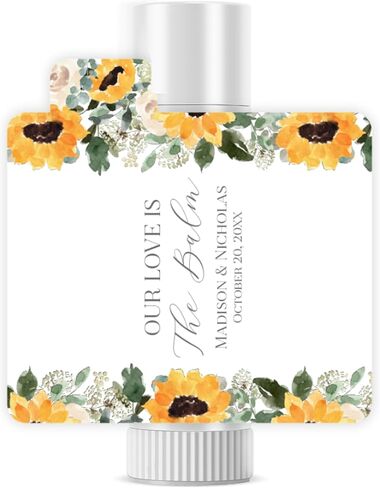 Personalized Lip Balm Labels with Your Choice of 30 Flower Styles - Choose Font and One of Four Pre-made Phrases or Add Custom Text - LABELS ONLY (021 Blue Flowers) in Saudi Arabia