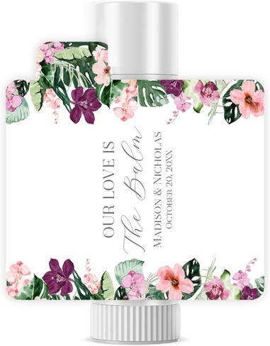 Personalized Lip Balm Labels with Your Choice of 30 Flower Styles - Choose Font and One of Four Pre-made Phrases or Add Custom Text - LABELS ONLY (021 Blue Flowers) in Saudi Arabia