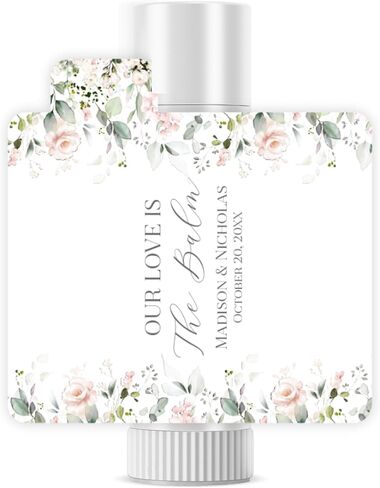 Personalized Lip Balm Labels with Your Choice of 30 Flower Styles - Choose Font and One of Four Pre-made Phrases or Add Custom Text - LABELS ONLY (021 Blue Flowers) in Saudi Arabia