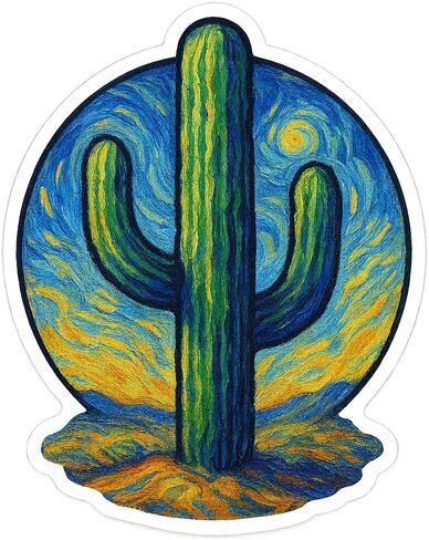(3 Pack) Saguaro Cactus Post-Impressionist Gogh Style Sticker (2.5" x 3.25") in Kuwait