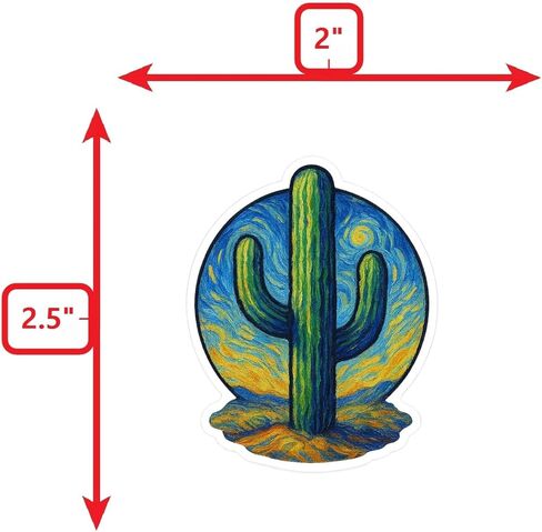 (3 Pack) Saguaro Cactus Post-Impressionist Gogh Style Sticker (2.5" x 3.25") in Kuwait