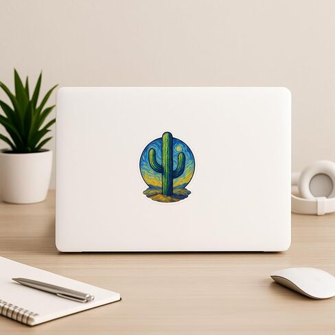 (3 Pack) Saguaro Cactus Post-Impressionist Gogh Style Sticker (2.5" x 3.25") in Kuwait