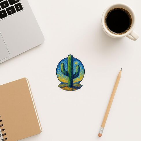 (3 Pack) Saguaro Cactus Post-Impressionist Gogh Style Sticker (2.5" x 3.25") in Kuwait
