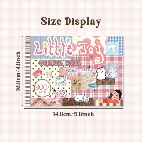 Japanese Kawaii Sticker Book, 30 Sheets, 800 Pieces, INS Style Cute Cartoon Animals, Waterproof for Journaling, Scrapbooking, Planners (Pink) in Saudi Arabia
