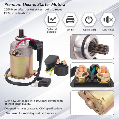 Starter Motor and Starter Solenoid Relay for 4-Stroke GY6 Engine 50cc 150cc 200cc 250cc Go Karts ATV Scooter Dirt Bikes 4 Wheelers TAOTAO Baja Moped Coolster Baja Jonway Roketa in Kuwait