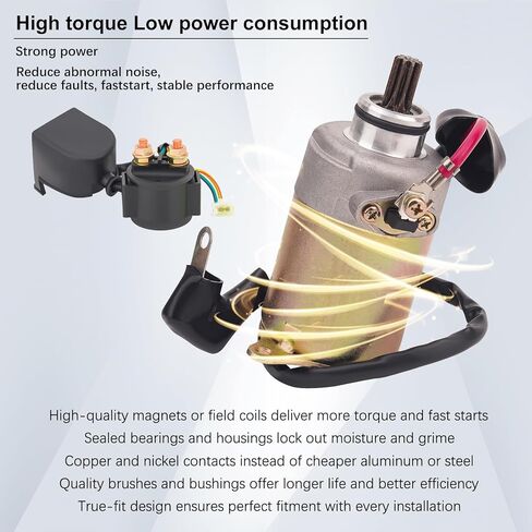 Starter Motor and Starter Solenoid Relay for 4-Stroke GY6 Engine 50cc 150cc 200cc 250cc Go Karts ATV Scooter Dirt Bikes 4 Wheelers TAOTAO Baja Moped Coolster Baja Jonway Roketa in Kuwait