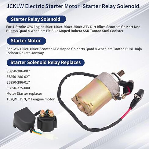 Starter Motor and Starter Solenoid Relay for 4-Stroke GY6 Engine 50cc 150cc 200cc 250cc Go Karts ATV Scooter Dirt Bikes 4 Wheelers TAOTAO Baja Moped Coolster Baja Jonway Roketa in Kuwait