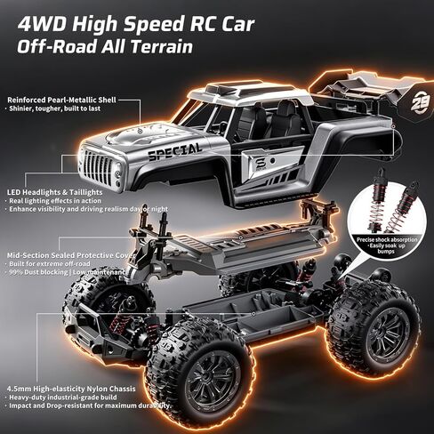 1/14 Remote Control Car, RTR Fast RC Crawler, 40+ MPH, 4WD All Terrain Monster Truck, Waterproof High Speed Racing Cars for Adults, Boys, Top Present for RC Car Lovers, Ages 8+ in Saudi Arabia