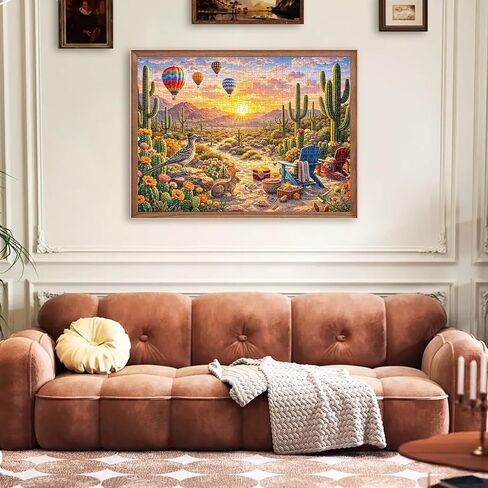 500 Piece Jigsaw Puzzle for Adults, Desert Landscape Puzzle with Sunset Cactus Hot Air Balloons Animals, Nature Scenery Puzzles 500 Pieces for Teens Seniors, Relaxing Travel Puzzles Gift 20.5 x 15 in in Saudi Arabia