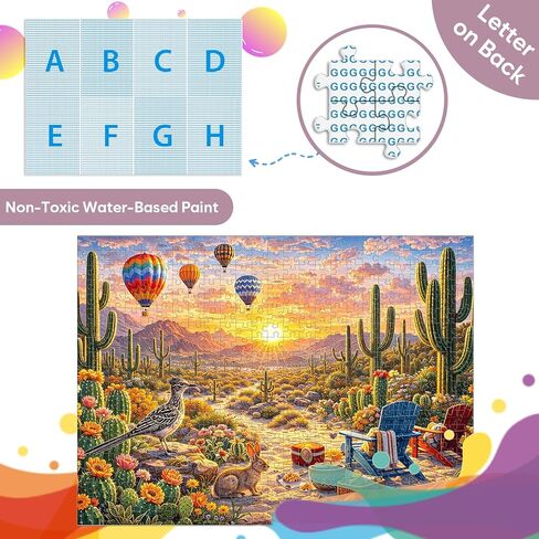 500 Piece Jigsaw Puzzle for Adults, Desert Landscape Puzzle with Sunset Cactus Hot Air Balloons Animals, Nature Scenery Puzzles 500 Pieces for Teens Seniors, Relaxing Travel Puzzles Gift 20.5 x 15 in in Saudi Arabia