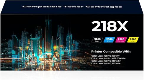 218X Toner Cartridges Replacement 3201dw 3301fdw 3301sdw Compatible for HP 218X 218A Toner (with Chip) W2180X W2180A Works for Pro MFP 3301fdw 3201dw 3301sdw Printer 4Pack(1BK/1C/1M/1Y) in Saudi Arabia