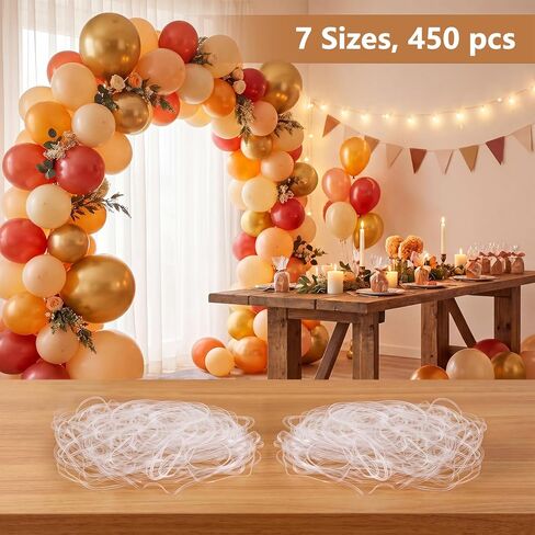450Pcs Clear Rubber Bands Set for Balloon Arches, Assorted Sizes Clear Rubber Bands for Weddings Home Crafts DIY Projects in Kuwait