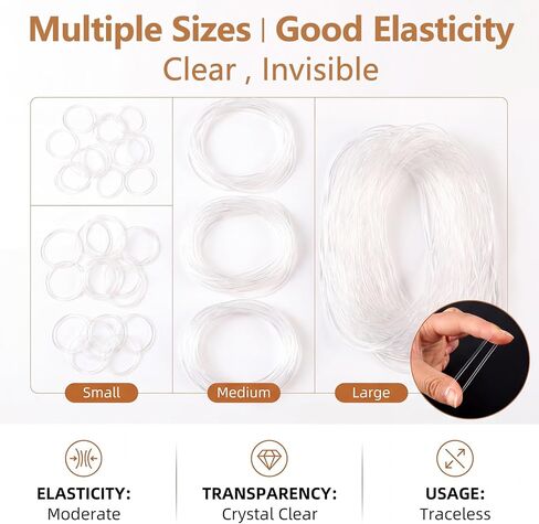 450Pcs Clear Rubber Bands Set for Balloon Arches, Assorted Sizes Clear Rubber Bands for Weddings Home Crafts DIY Projects in Kuwait