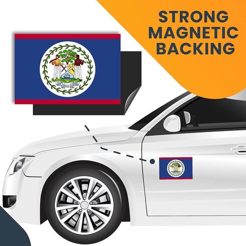 ملصق مغناطيسي Magnet Me Up Belize Belize Flag Magnet، 4x6 بوصة، مغناطيس سيارات شديد التحمل للسيارة، شاحنة الدفع الرباعي، يلتصق بأي سطح مغناطيسي، عنصر ثقافي، يظهر الفخر ببلدك، صُنع في الولايات المتحدة الأمريكية in Kuwait