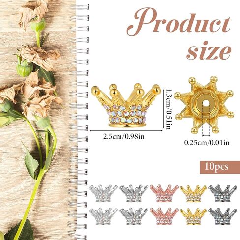 10 PCS Crown Focal Beads for Pens, Rhinestone Spacer Beads for Beadable Pens, Bling Fancy Bead for DIY Jewelry Making, Keychain, Bracelet, Necklace Crafts and Charms in Saudi Arabia