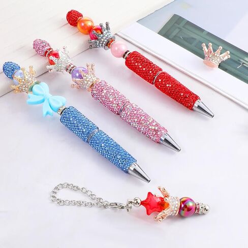 10 PCS Crown Focal Beads for Pens, Rhinestone Spacer Beads for Beadable Pens, Bling Fancy Bead for DIY Jewelry Making, Keychain, Bracelet, Necklace Crafts and Charms in Saudi Arabia