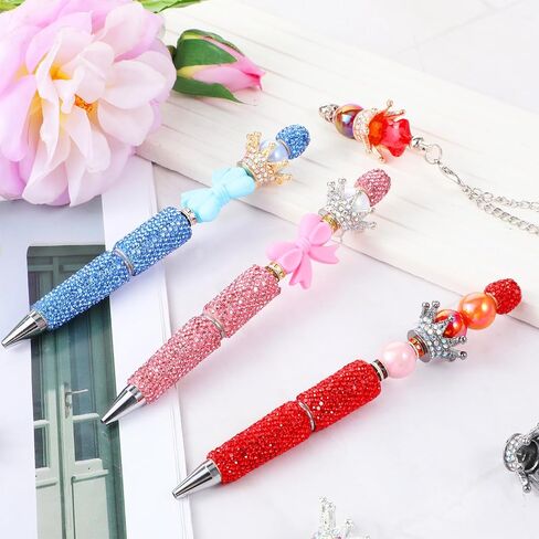 10 PCS Crown Focal Beads for Pens, Rhinestone Spacer Beads for Beadable Pens, Bling Fancy Bead for DIY Jewelry Making, Keychain, Bracelet, Necklace Crafts and Charms in Saudi Arabia