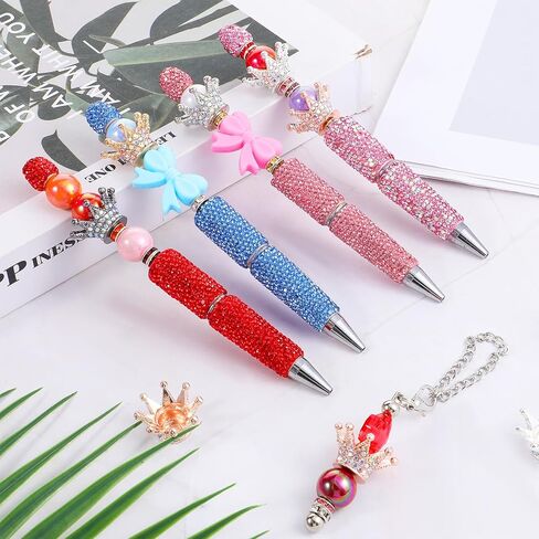 10 PCS Crown Focal Beads for Pens, Rhinestone Spacer Beads for Beadable Pens, Bling Fancy Bead for DIY Jewelry Making, Keychain, Bracelet, Necklace Crafts and Charms in Saudi Arabia