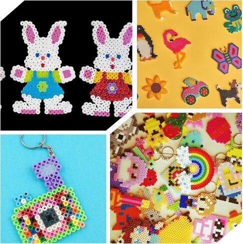 18pcs 5mm Fuse Beads Pegboards,Large Plastic Fuse Beads Boards with 2 Beads Tweezers, Melty Beads Square Peg Boards Kit for DIY Craft in Kuwait