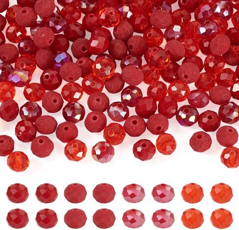 200Pcs Green Faceted Rondelle Glass Beads Spacer Mixed Electroplate Transparent Opaque Glass Beads Charms for DIY Earring Necklace Bracelet Jewelry Making Craft 8x6mm in Kuwait