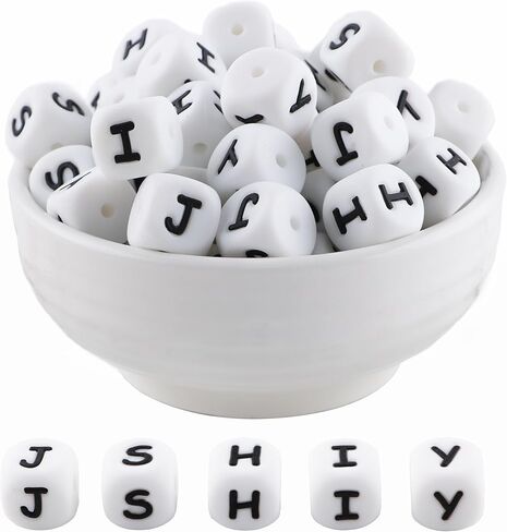 12mm White Square Number Silicone Beads, 20Pcs Cube Heart Number Letter Silicone Beads for Keychain Making, Ideal for Necklace Bracelet Pens and DIY Crafts in Saudi Arabia