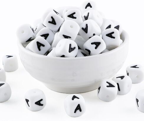 12mm White Square Number Silicone Beads, 20Pcs Cube Heart Number Letter Silicone Beads for Keychain Making, Ideal for Necklace Bracelet Pens and DIY Crafts in Saudi Arabia