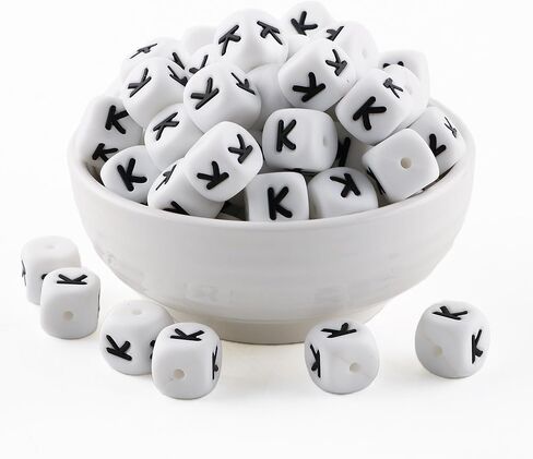 12mm White Square Number Silicone Beads, 20Pcs Cube Heart Number Letter Silicone Beads for Keychain Making, Ideal for Necklace Bracelet Pens and DIY Crafts in Saudi Arabia