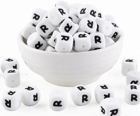 12mm White Square Number Silicone Beads, 20Pcs Cube Heart Number Letter Silicone Beads for Keychain Making, Ideal for Necklace Bracelet Pens and DIY Crafts in Saudi Arabia