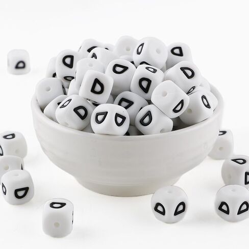 12mm White Square Number Silicone Beads, 20Pcs Cube Heart Number Letter Silicone Beads for Keychain Making, Ideal for Necklace Bracelet Pens and DIY Crafts in Saudi Arabia
