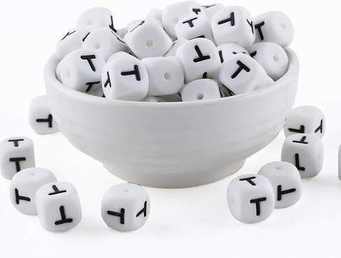 12mm White Square Number Silicone Beads, 20Pcs Cube Heart Number Letter Silicone Beads for Keychain Making, Ideal for Necklace Bracelet Pens and DIY Crafts in Saudi Arabia