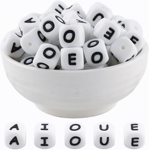 12mm White Square Number Silicone Beads, 20Pcs Cube Heart Number Letter Silicone Beads for Keychain Making, Ideal for Necklace Bracelet Pens and DIY Crafts in Saudi Arabia