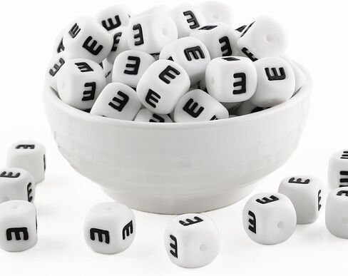 12mm White Square Number Silicone Beads, 20Pcs Cube Heart Number Letter Silicone Beads for Keychain Making, Ideal for Necklace Bracelet Pens and DIY Crafts in Saudi Arabia