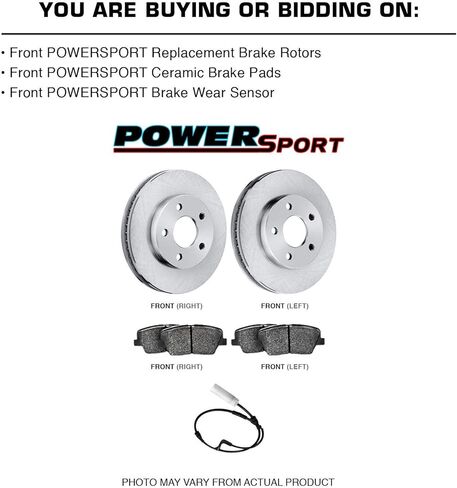 طقم فرامل أمامية باور سبورت لسيارة BMW 530i 2001-2003؛ 2000-2003 بي ام دبليو 540i| دوارات الفرامل الفارغة| طقم دواسات ووسادات الفرامل السيراميكية in Kuwait