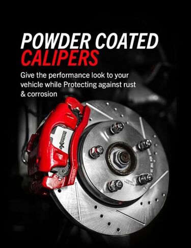 PowerStop Rear Brake & Caliper Kit for Chevrolet Colorado 2015-19 | GMC Canyon 2015-20 - Drilled & Slotted Disc Rotors + Z36 Brake Pads + Red-Powder Coated Calipers, KC7127-36 in Kuwait