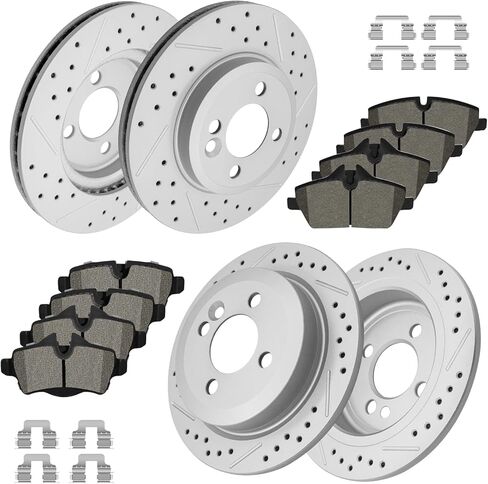 Front and Rear Drilled & Slotted Disc Brake Rotors Ceramic Brake Pads Kit for MINI Cooper 2007-2010 2011 2012 2013 in Saudi Arabia